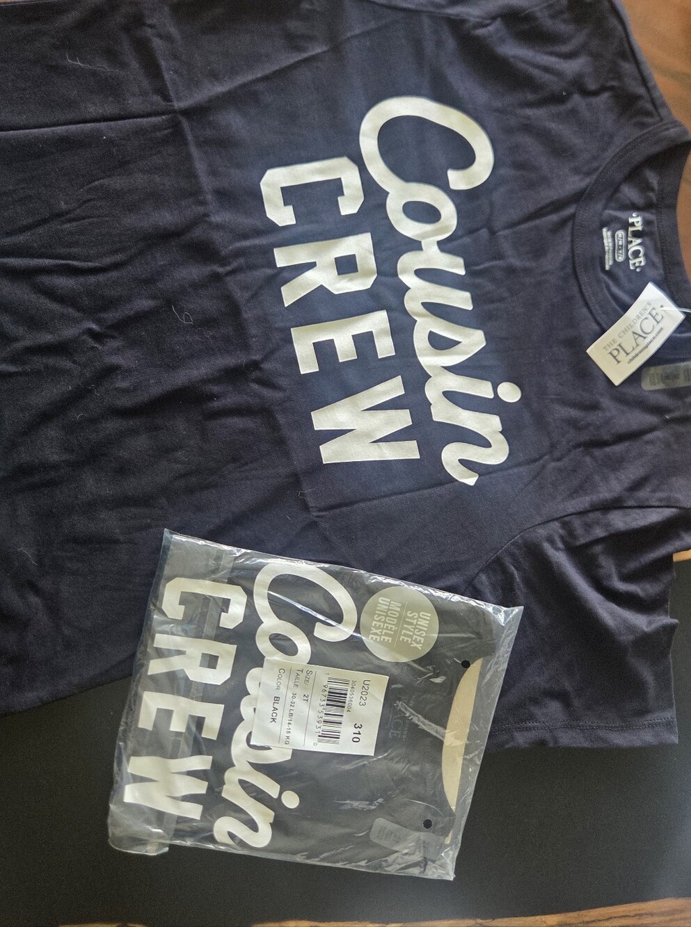 The Children's Place Black &White "Cousin Crew" Short Sleeve Tee In 7/8 and 2t